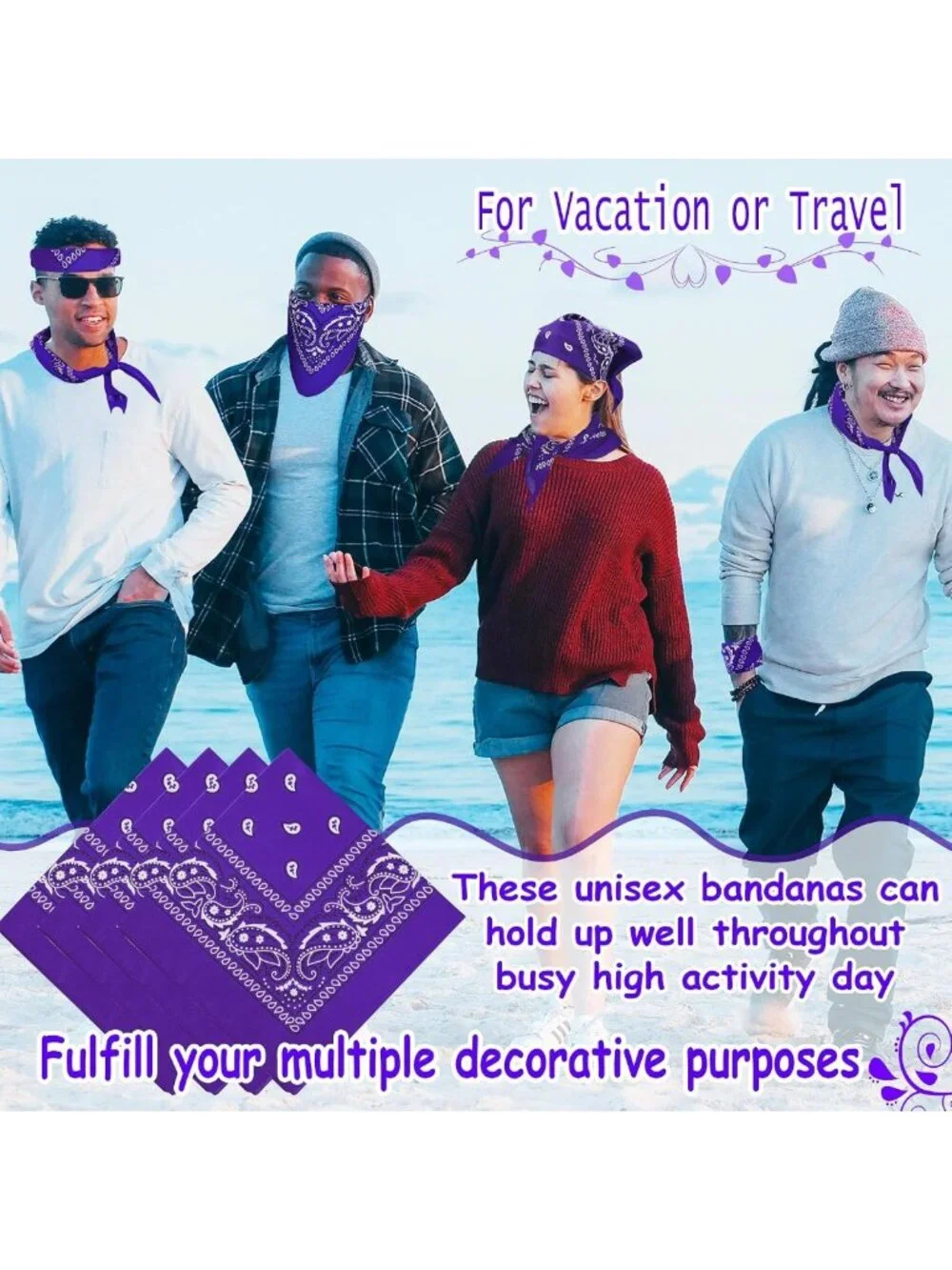 60 Pcs Unisex Paisley Bandanas - Cowboy Scarves, Handkerchiefs & Party Supplies